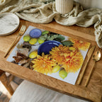 FLORAL YELLOW CHRYSANTHEMUM FLOWERS WITH FOLIAGE PLACEMAT