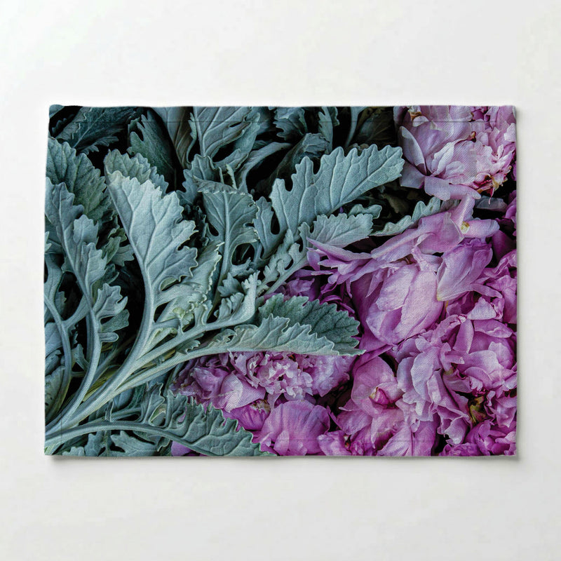 FLORAL SILVER LEAVES WITH PINK PEONIES PLACEMAT