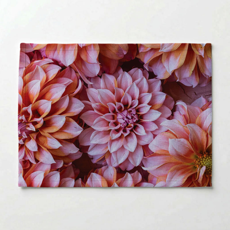 FLORAL PINK AND ORANGE DAHLIA FLOWERS PLACEMAT