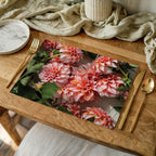 FLORAL ORANGE SCATTERED DAHLIAS WITH LEAVES PLACEMAT