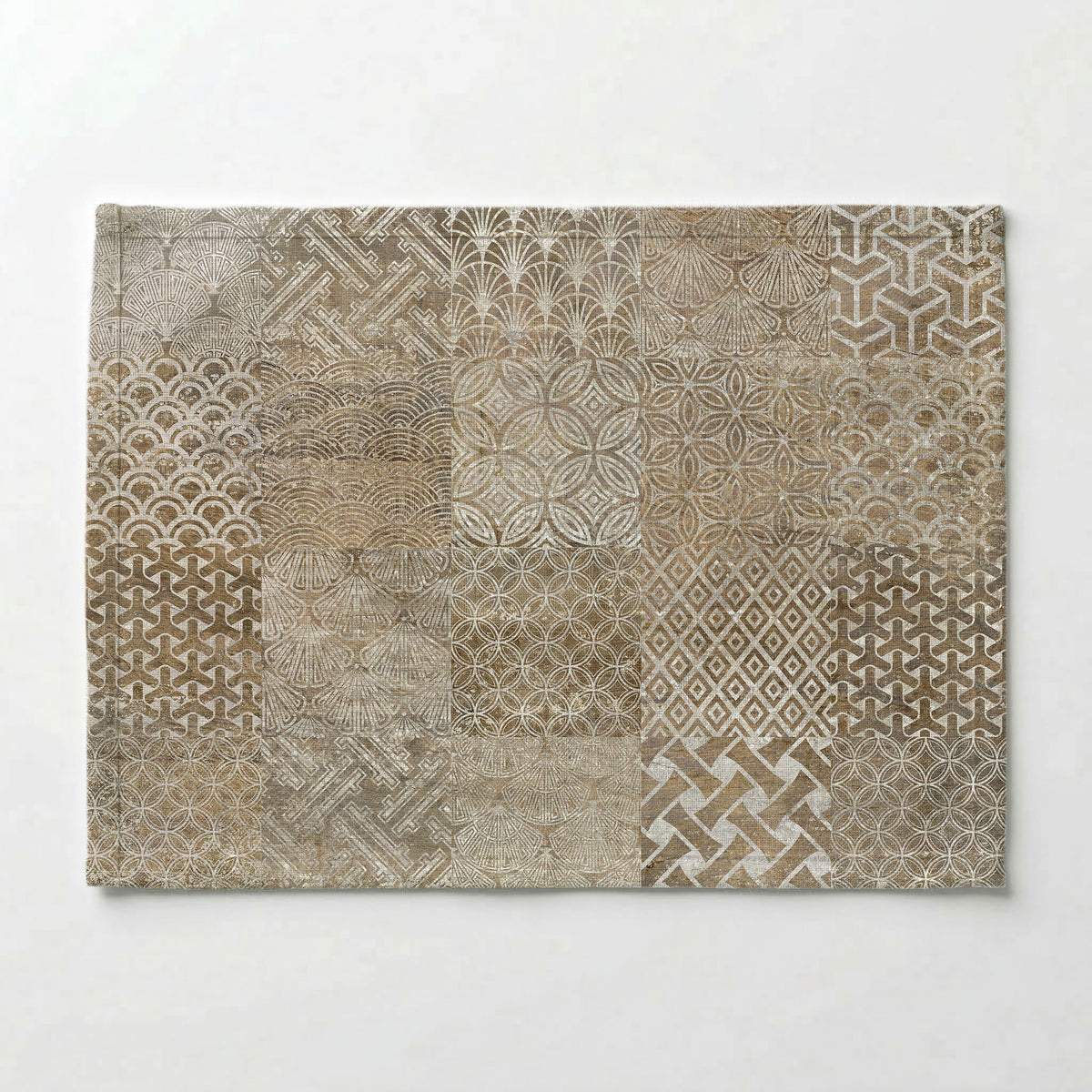 PATTERN BROWN MODERN TILE NATURAL PLACEMAT — Cape Rug, Home & Art