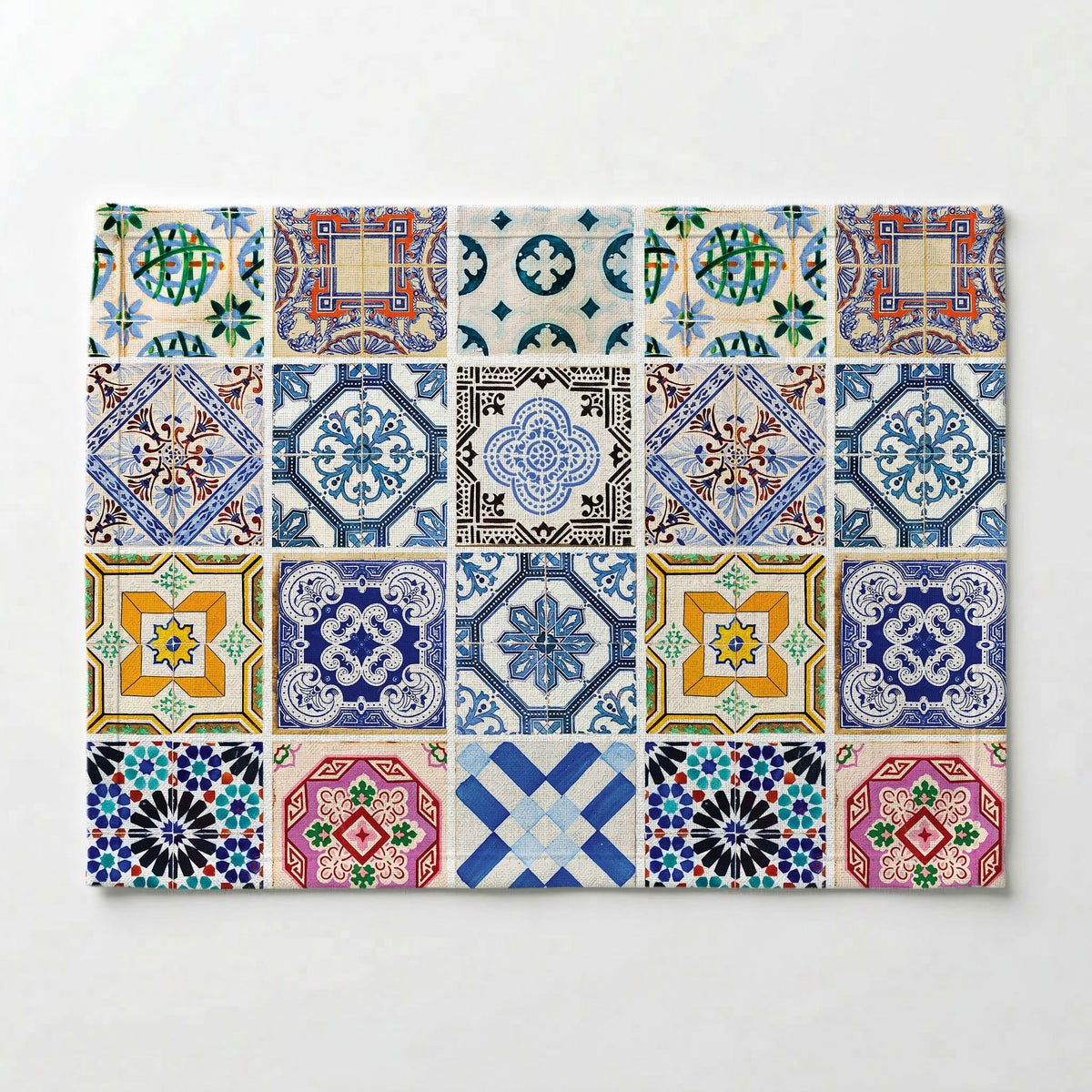 PATTERN BLUE COLOURFUL TILE PLACEMAT — Cape Rug, Home & Art