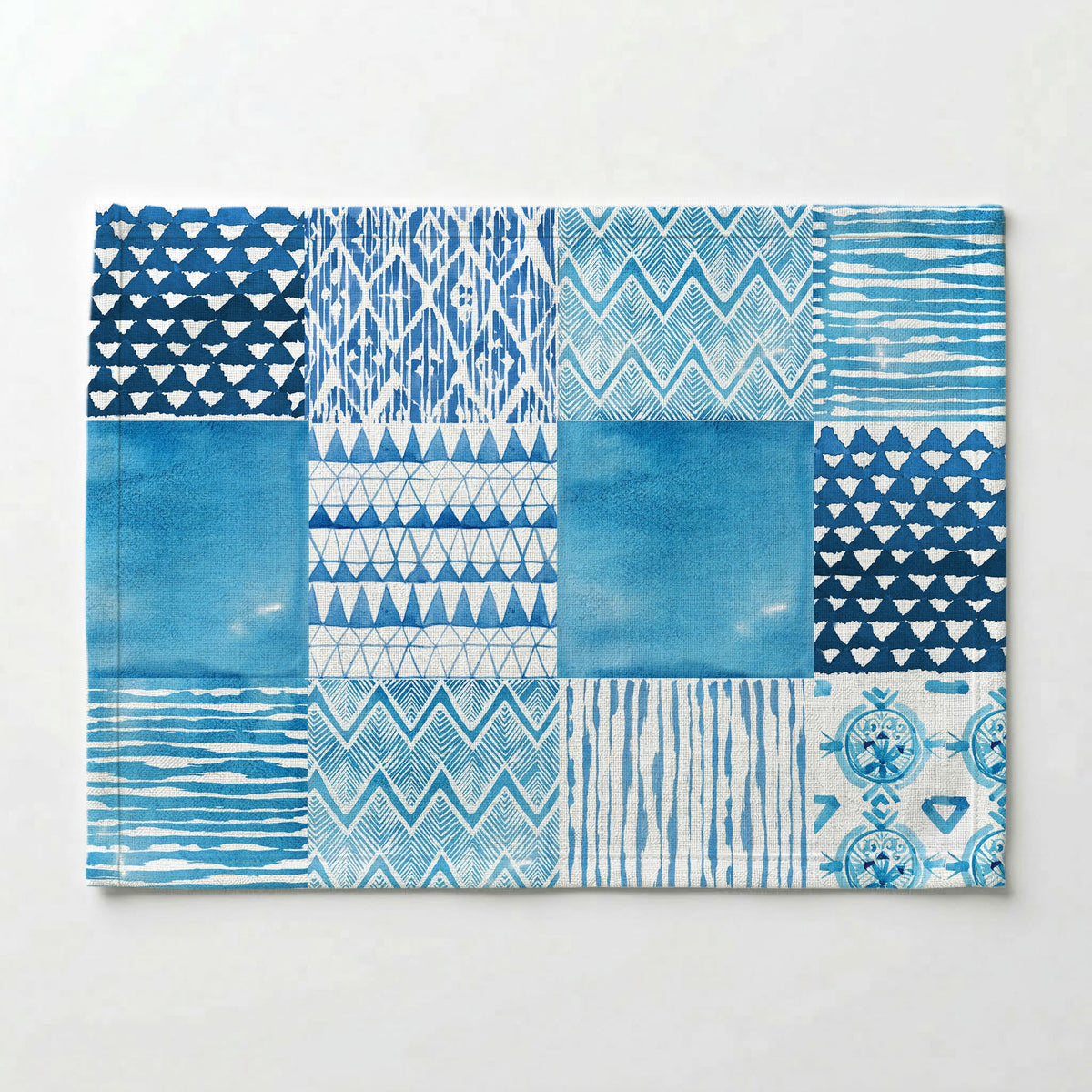 PATTERN BLUE WATERCOLOUR TILE PLACEMAT — Cape Rug, Home & Art