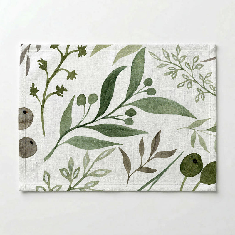 WATERCOLOUR GREEN LEAVES PLACEMAT