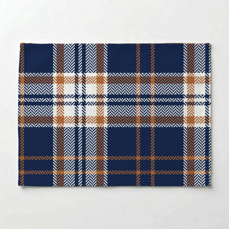 NAVY AND GOLD PLAID PATTERN PLACEMAT
