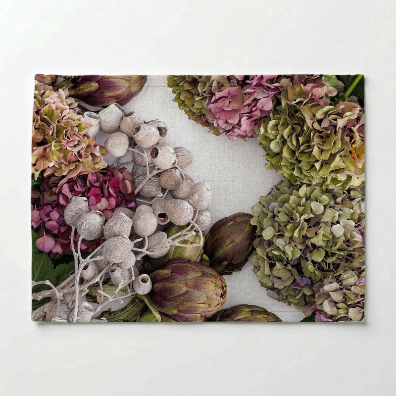 HYDRANGEA AND MUTED ARTICHOKES PLACEMAT