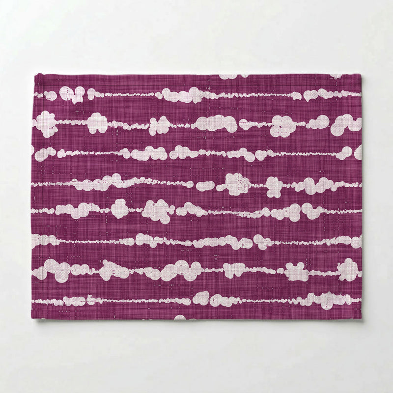 WHITE ORGANIC DOTTED STRIPES ON PURPLE PLACEMAT