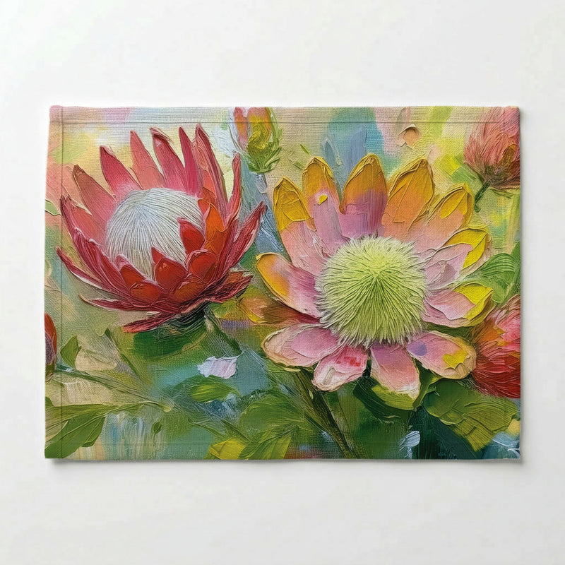 OIL PAINTED PASTEL PINK PROTEAS PLACEMAT