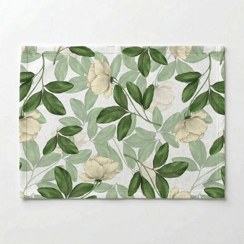 WHITE ROSES WITH STEMS PATTERN PLACEMAT