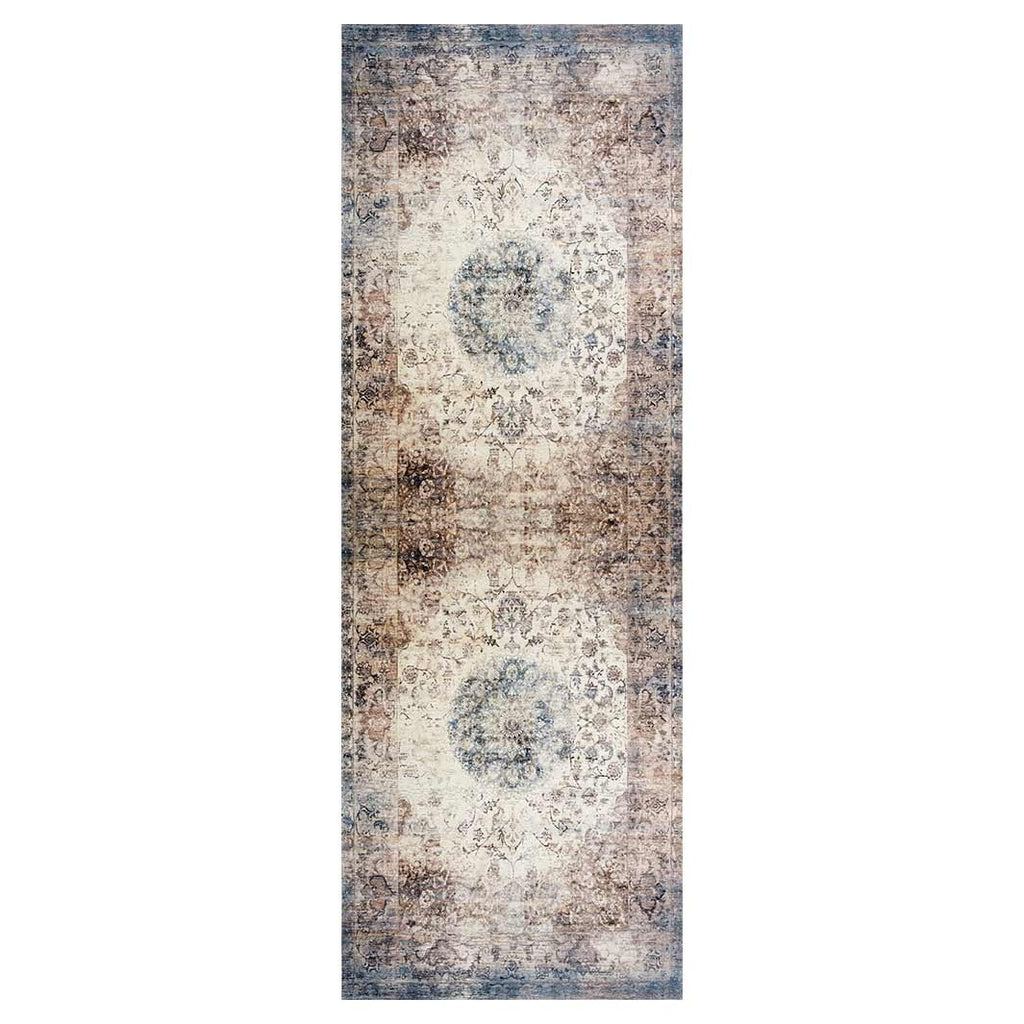 CLASSIC AUTUMN BROWN DISTRESSED VINTAGE RUNNER RUG
