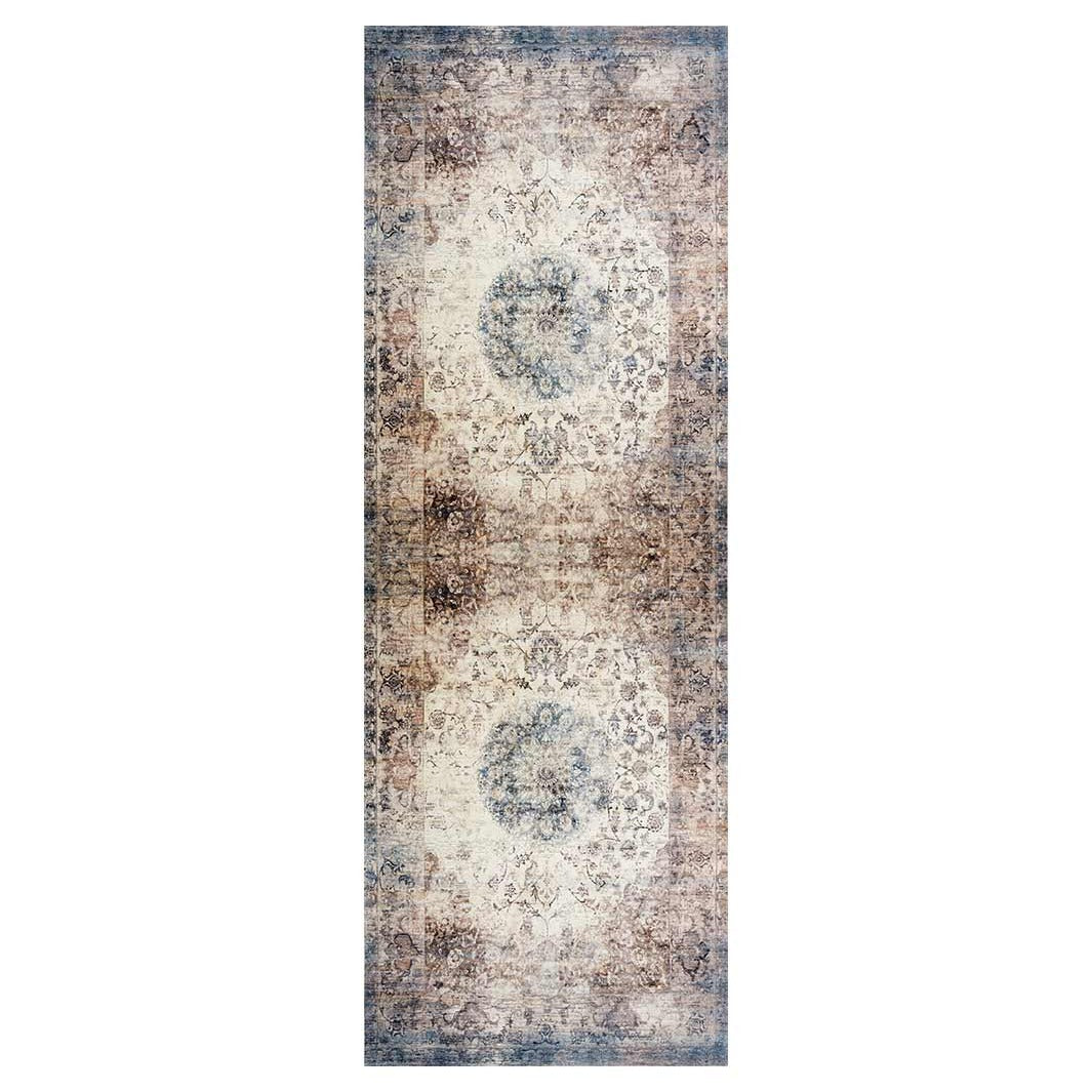 CLASSIC AUTUMN BROWN DISTRESSED VINTAGE RUNNER RUG
