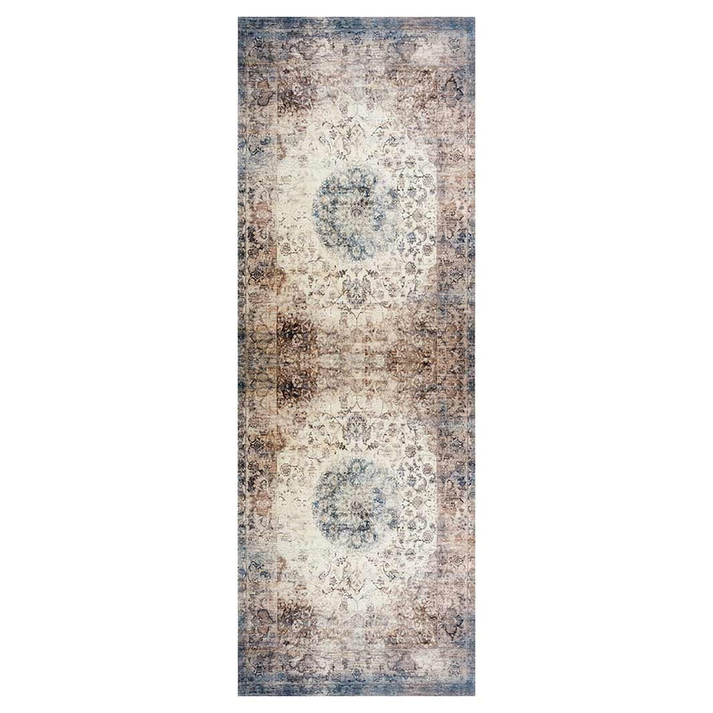CLASSIC AUTUMN BROWN DISTRESSED VINTAGE RUNNER RUG