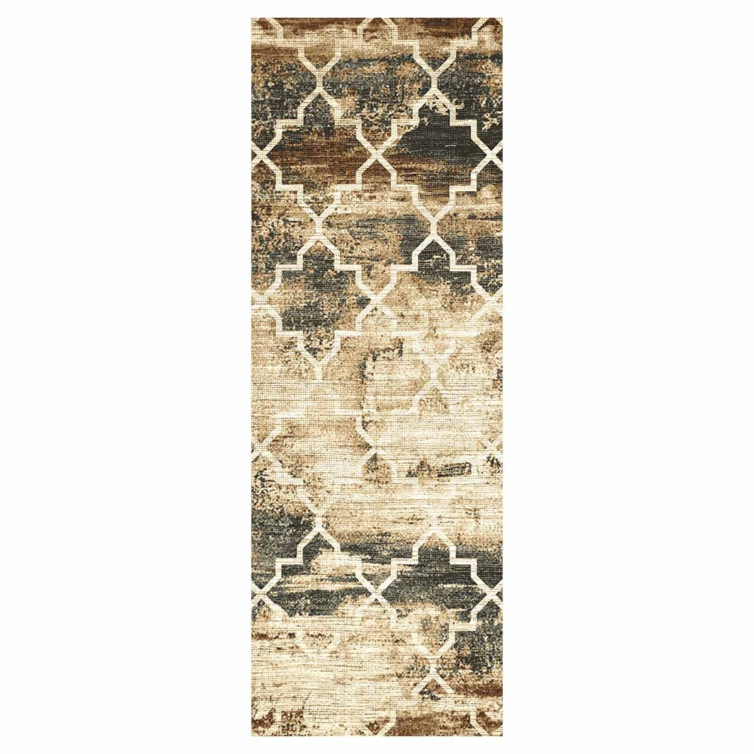 CLASSIC BROWN SMUDGED PATTERN RUNNER RUG