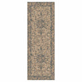 CLASSIC BROWN AND BLUE ORIENTAL PATTERN RUNNER RUG