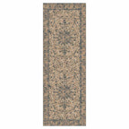 CLASSIC BROWN AND BLUE ORIENTAL PATTERN RUNNER RUG
