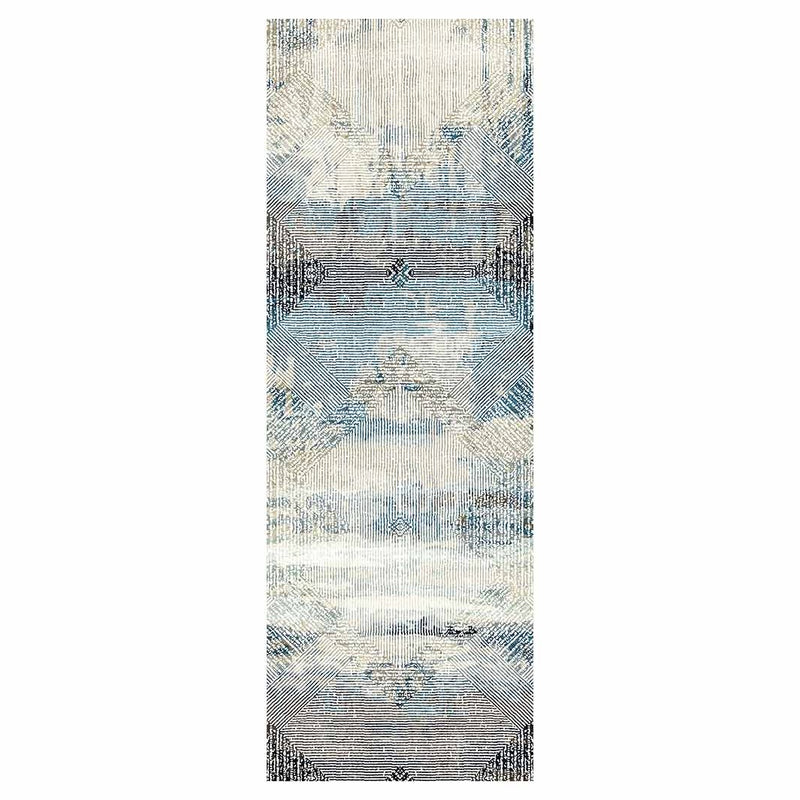 CLASSIC BLUE DIAMOND SHAPES RUNNER RUG