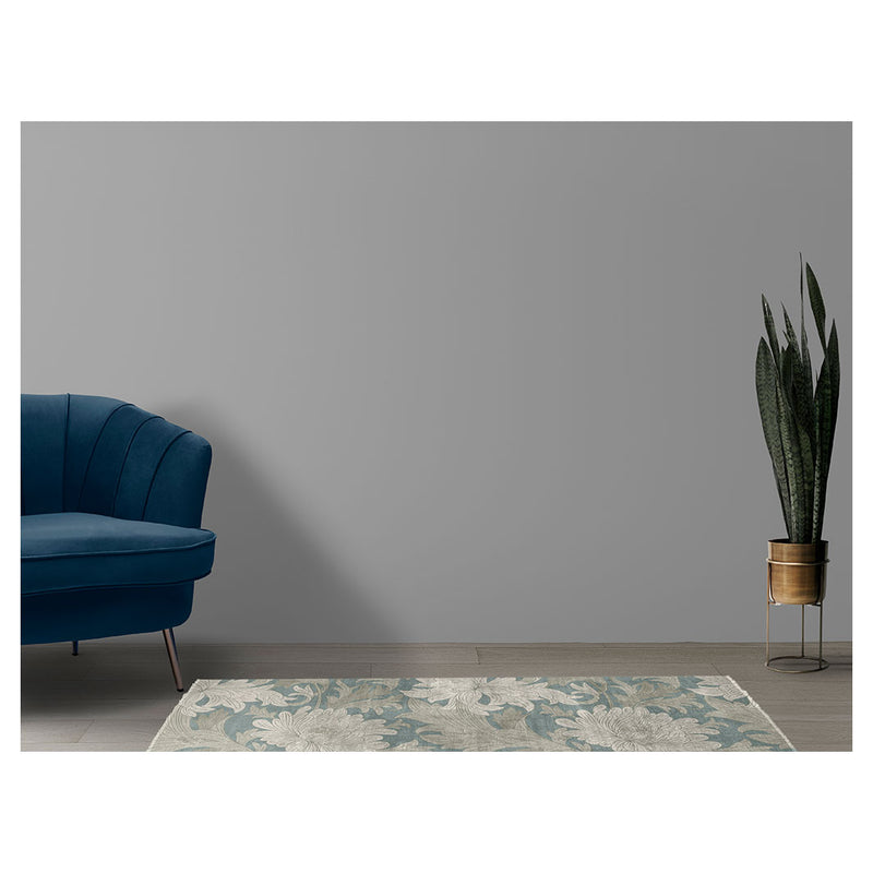 CLASSIC BLUE FLORAL PATTERN RUNNER RUG