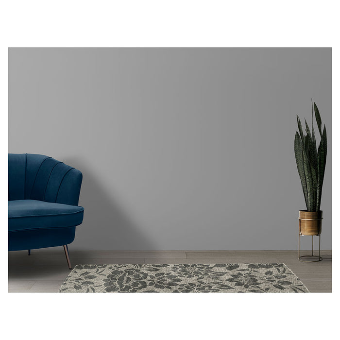 CLASSIC GREY NEUTRAL FLORAL RUNNER RUG