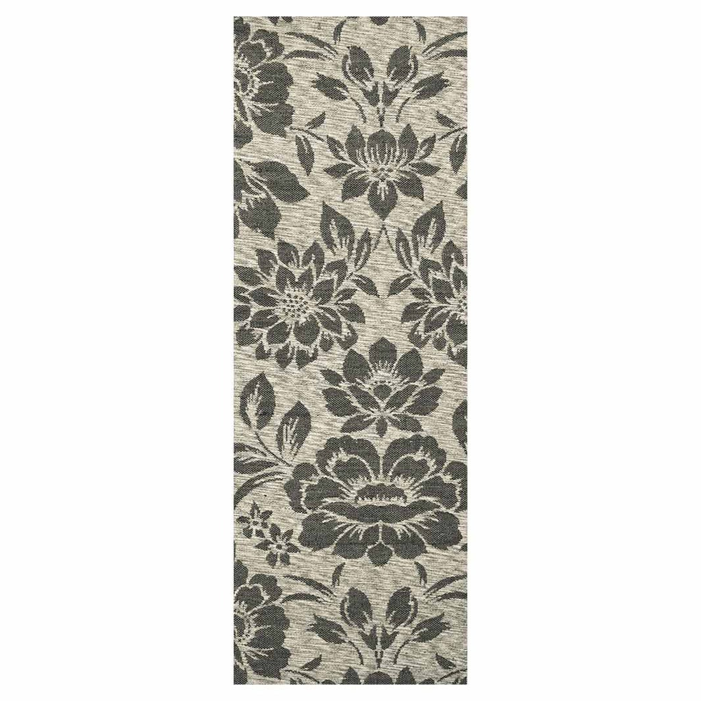 CLASSIC GREY NEUTRAL FLORAL RUNNER RUG