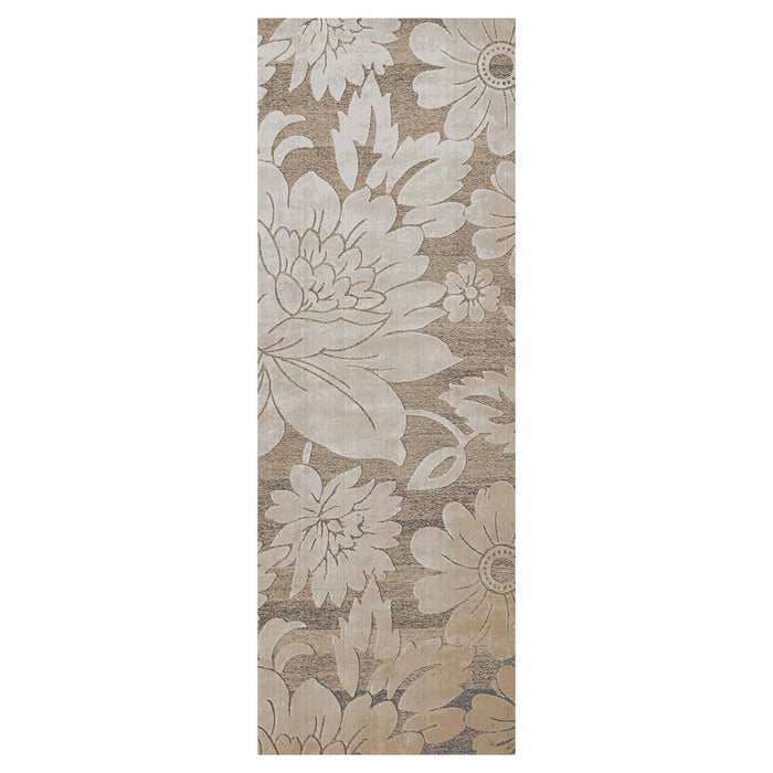 CLASSIC BROWN NEUTRAL AGED FLORAL RUNNER RUG