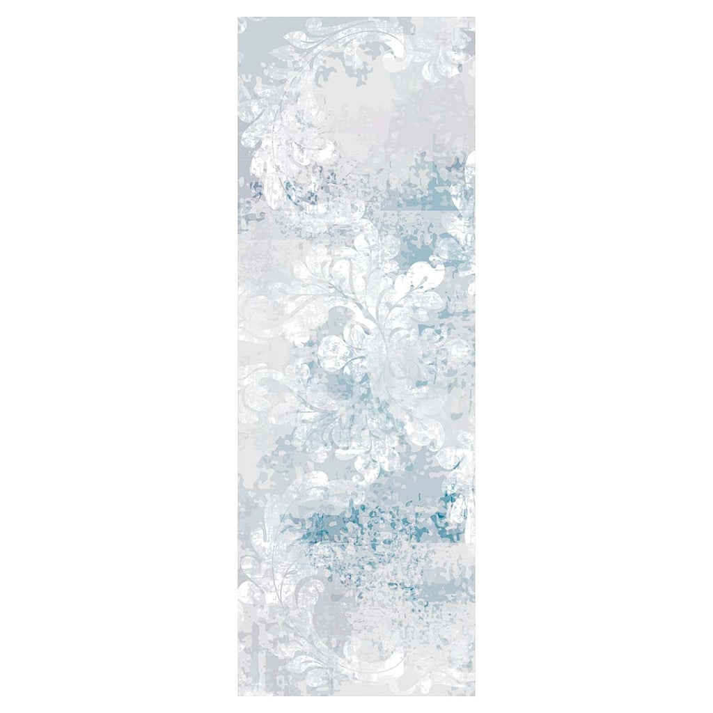 CLASSIC BLUE LIGHT FLEUR DE LIS DISTRESSED RUNNER RUG