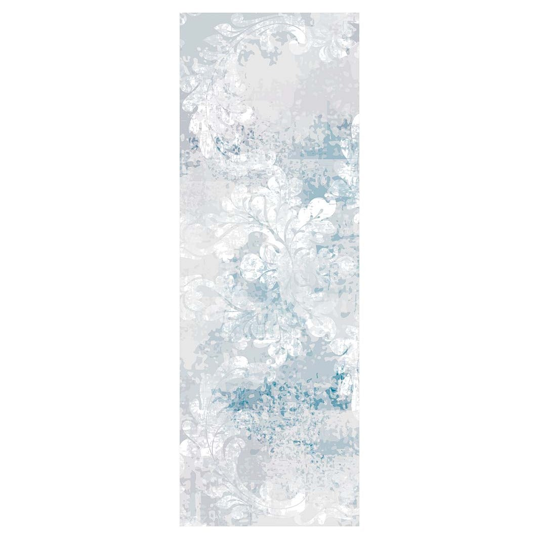 CLASSIC BLUE LIGHT FLEUR DE LIS DISTRESSED RUNNER RUG