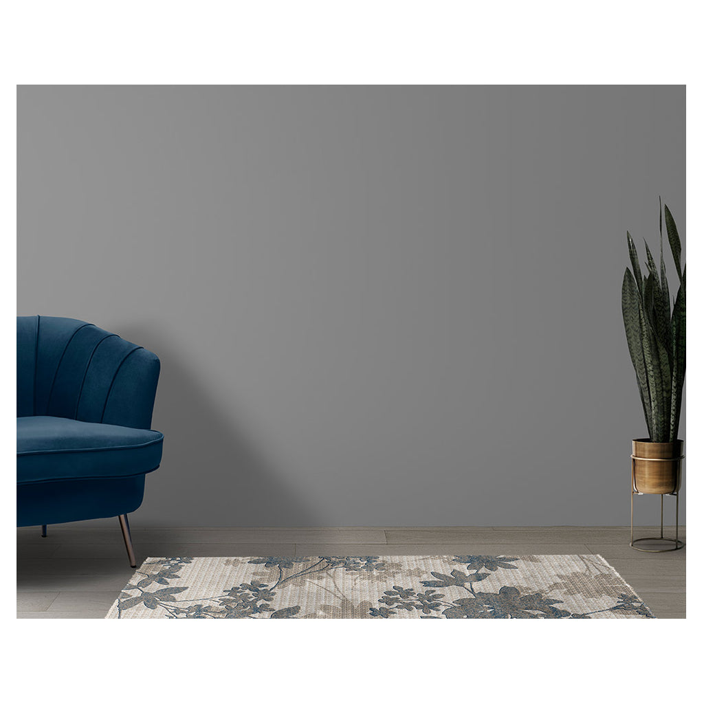 CLASSIC BLUE BEIGE TONED FOLIAGE RUNNER RUG