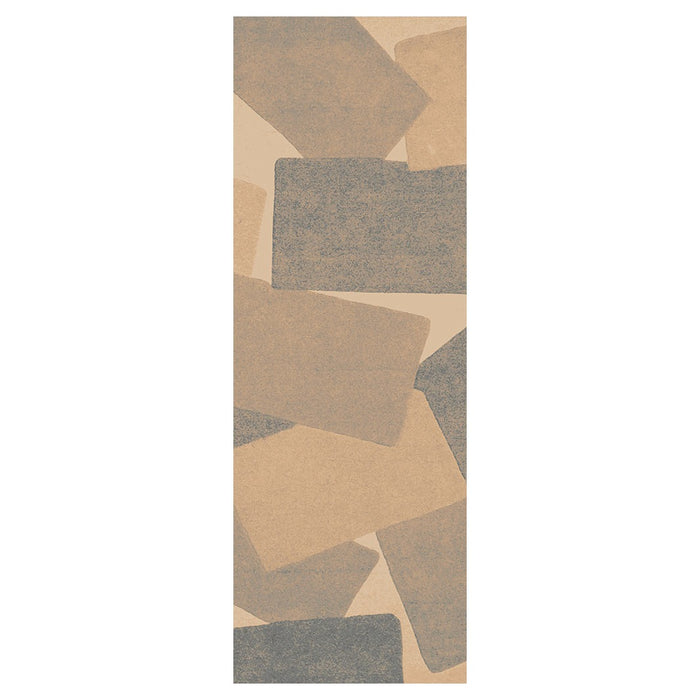 CONTEMPORARY BROWN BLOCK PATTERN RUNNER RUG