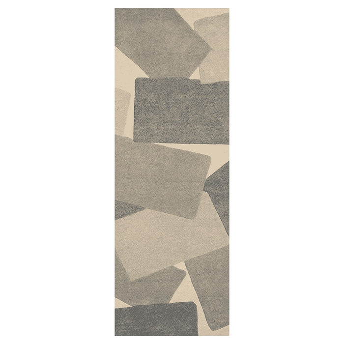 CONTEMPORARY GREY BLOCK PATTERN RUNNER RUG