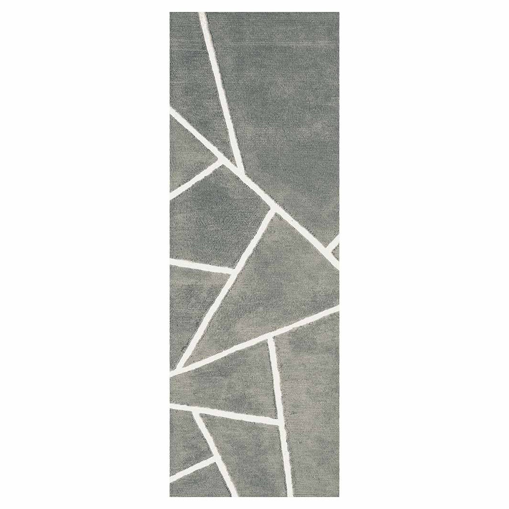 CONTEMPORARY GREY SIMPLISTIC ABSTRACT GEO RUNNER RUG