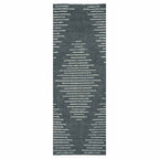 CONTEMPORARY BLUE CHARCOAL TRIBAL DIAMOND RUNNER RUG
