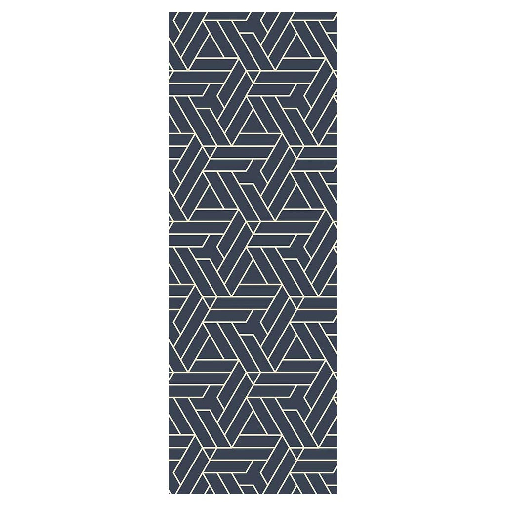 CONTEMPORARY NAVY GEO LINES PATTERN RUNNER RUG