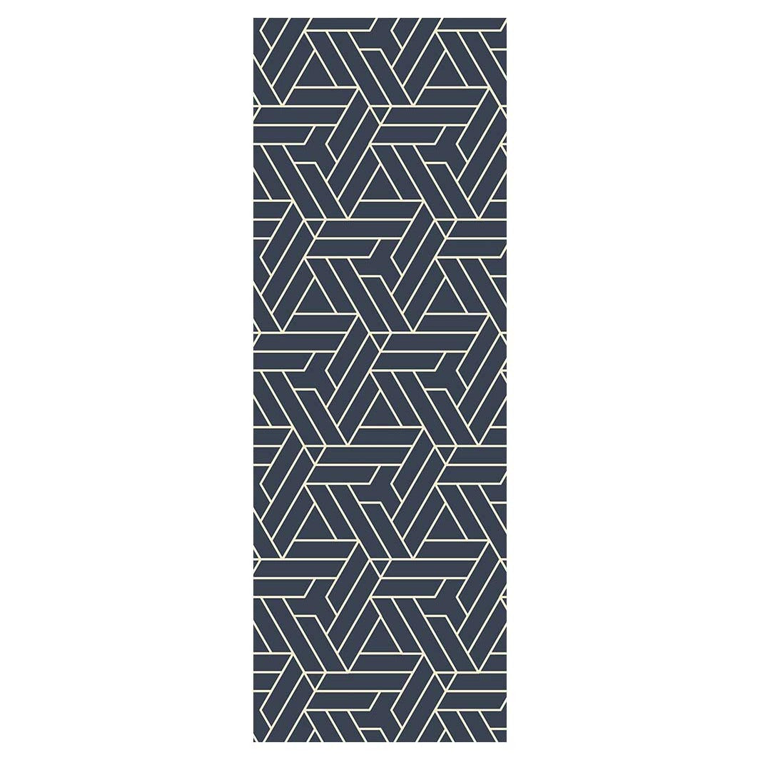 CONTEMPORARY NAVY GEO LINES PATTERN RUNNER RUG