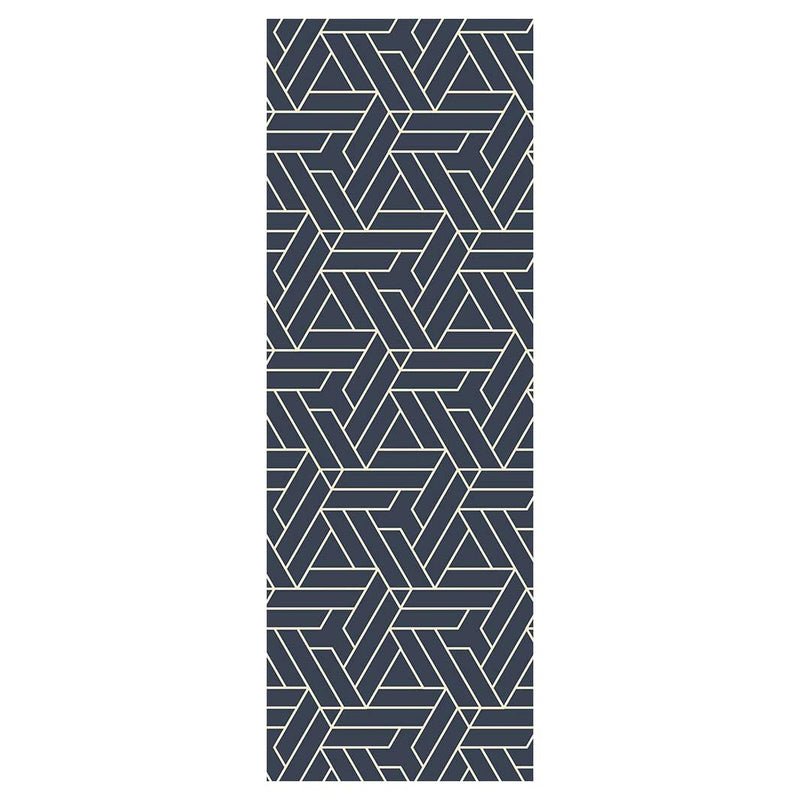 CONTEMPORARY NAVY GEO LINES PATTERN RUNNER RUG