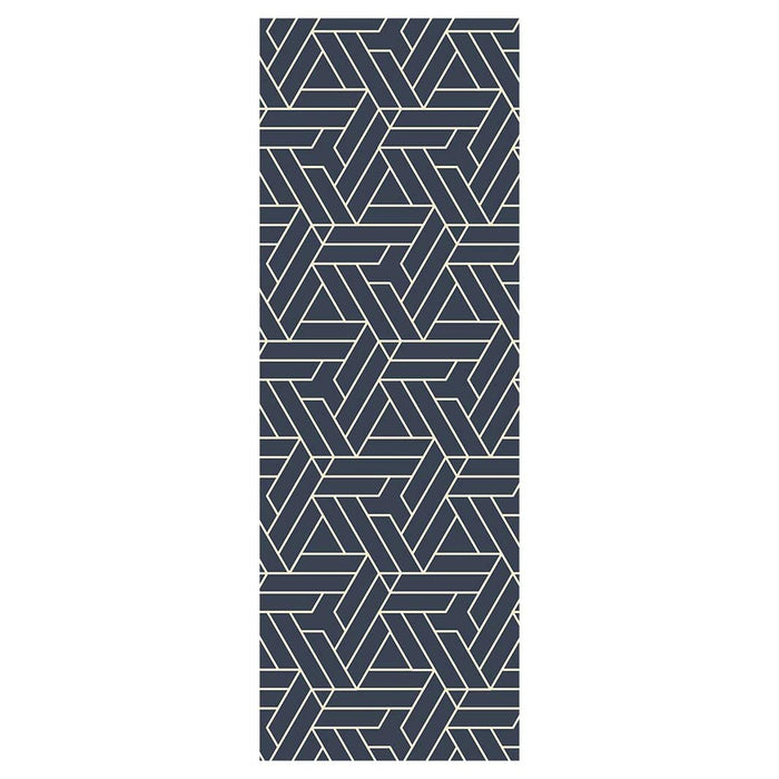 CONTEMPORARY NAVY GEO LINES PATTERN RUNNER RUG