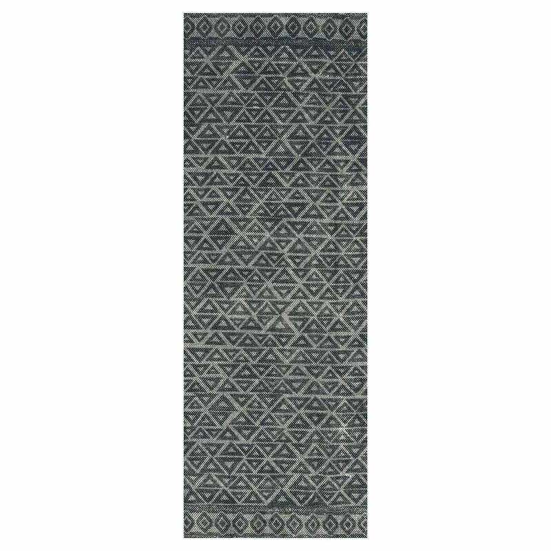 CONTEMPORARY GREY TRIBAL TRIANGLE PATTERN RUNNER RUG