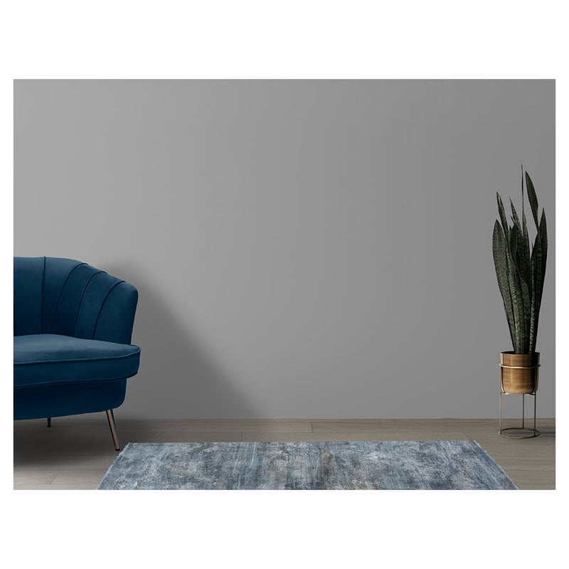 CONTEMPORARY BLUE CONCRETE AGED  RUNNER RUG