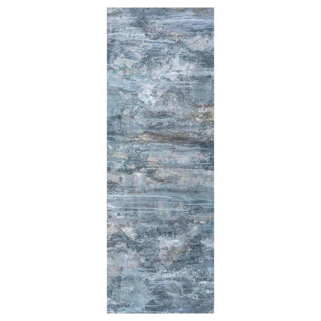 CONTEMPORARY BLUE CONCRETE AGED  RUNNER RUG