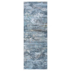 CONTEMPORARY BLUE CONCRETE AGED  RUNNER RUG