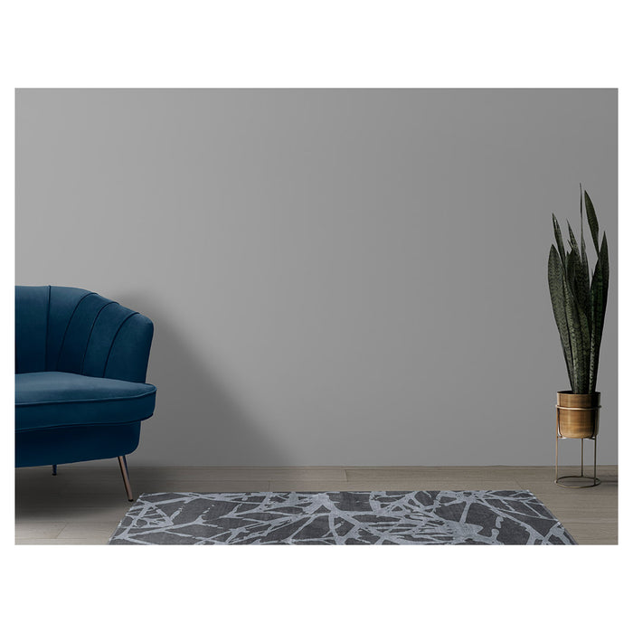 CONTEMPORARY CHARCOAL DISTRESSED ART LEAVES  RUNNER RUG