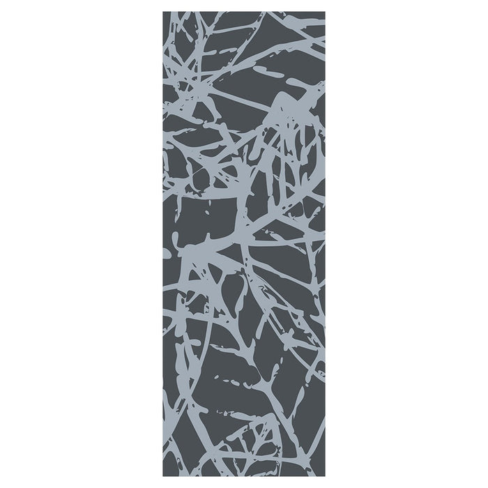 CONTEMPORARY CHARCOAL DISTRESSED ART LEAVES  RUNNER RUG