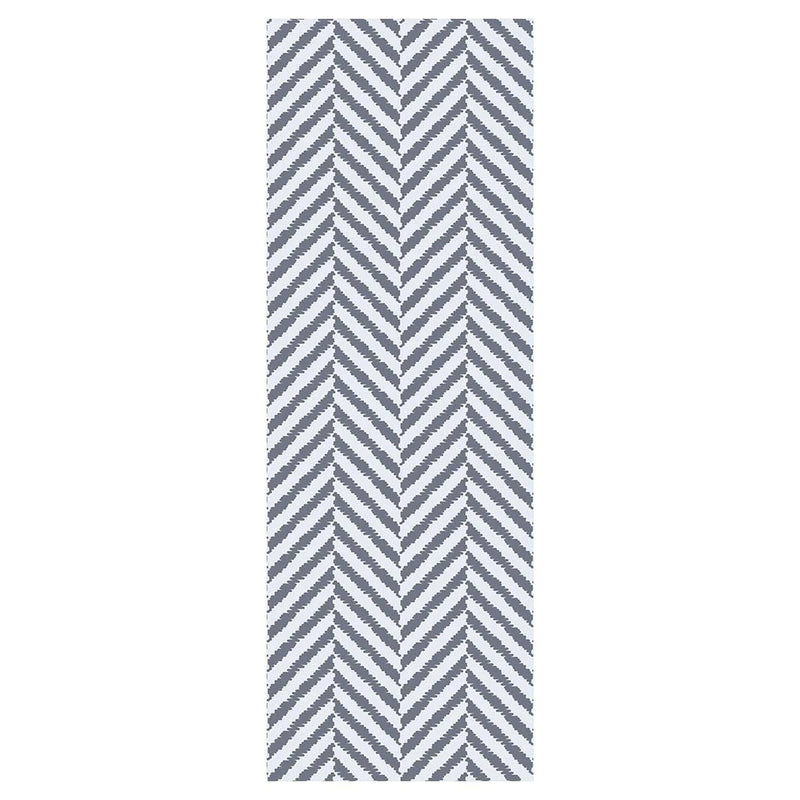 CONTEMPORARY BLUE GREY TONED SIMPLISTIC LINES RUNNER RUG