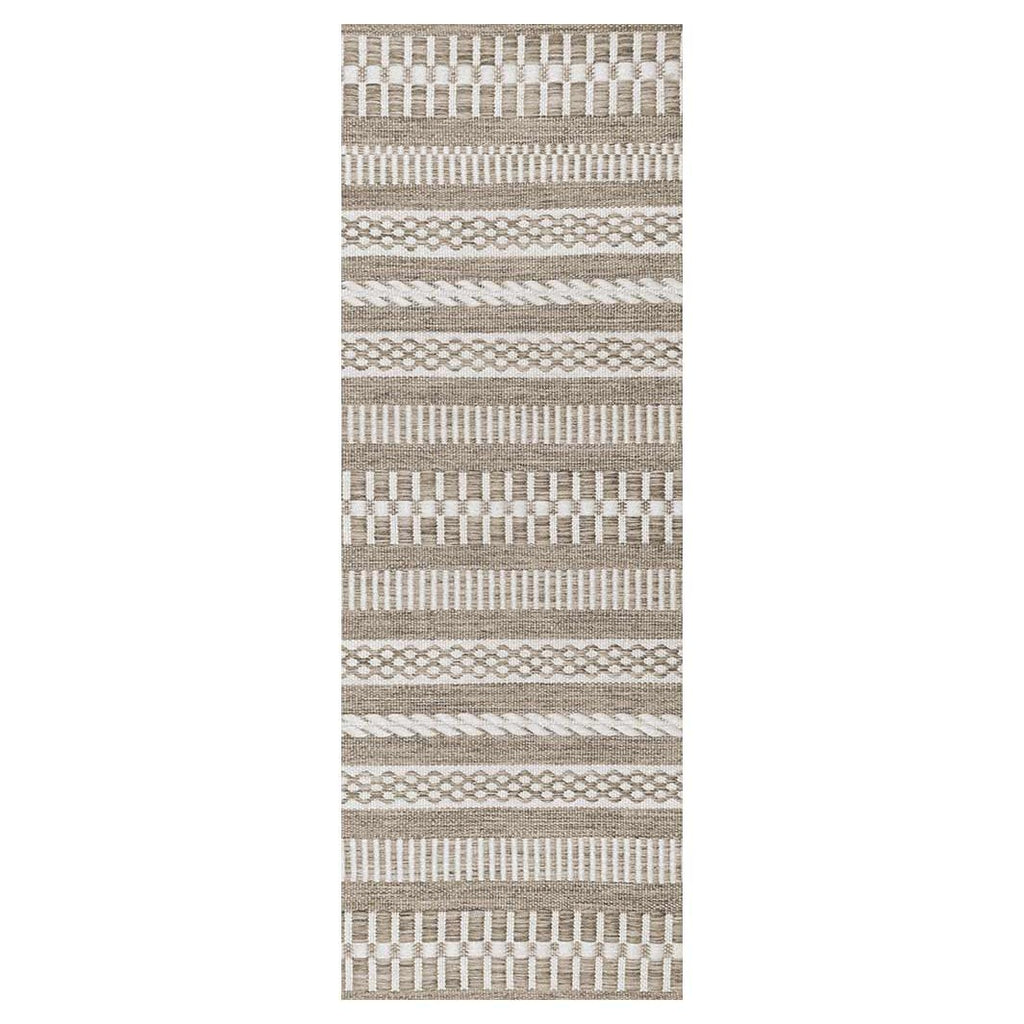 CONTEMPORARY BROWN MINIMALISTIC LINE PATTERN RUNNER RUG