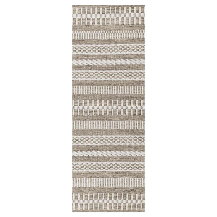 CONTEMPORARY BROWN MINIMALISTIC LINE PATTERN RUNNER RUG