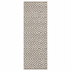 CONTEMPORARY BROWN AND WHITE DIAMOND PATTERN RUNNER RUG