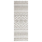 CONTEMPORARY WHITE NEUTRAL TRIBAL PATTERN RUNNER RUG