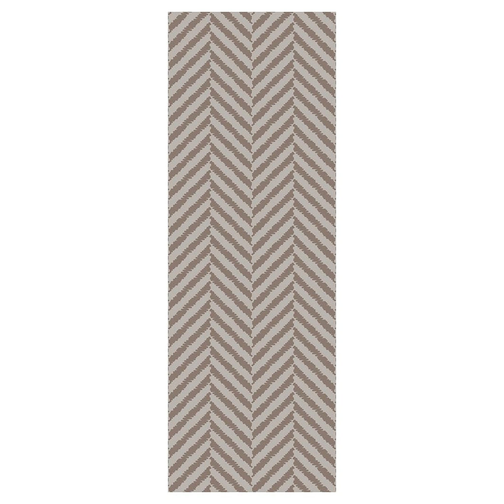 CONTEMPORARY BROWN NATURAL TONED SIMPLISTIC LINES RUNNER RUG
