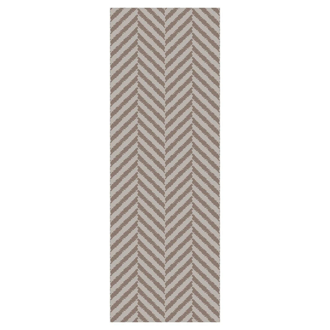 CONTEMPORARY BROWN NATURAL TONED SIMPLISTIC LINES RUNNER RUG