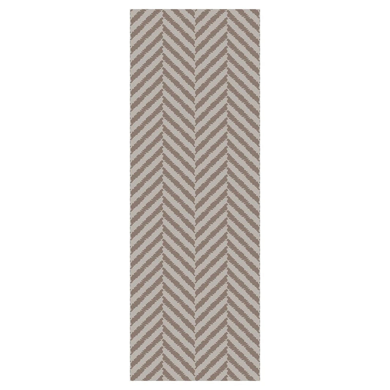 CONTEMPORARY BROWN NATURAL TONED SIMPLISTIC LINES RUNNER RUG