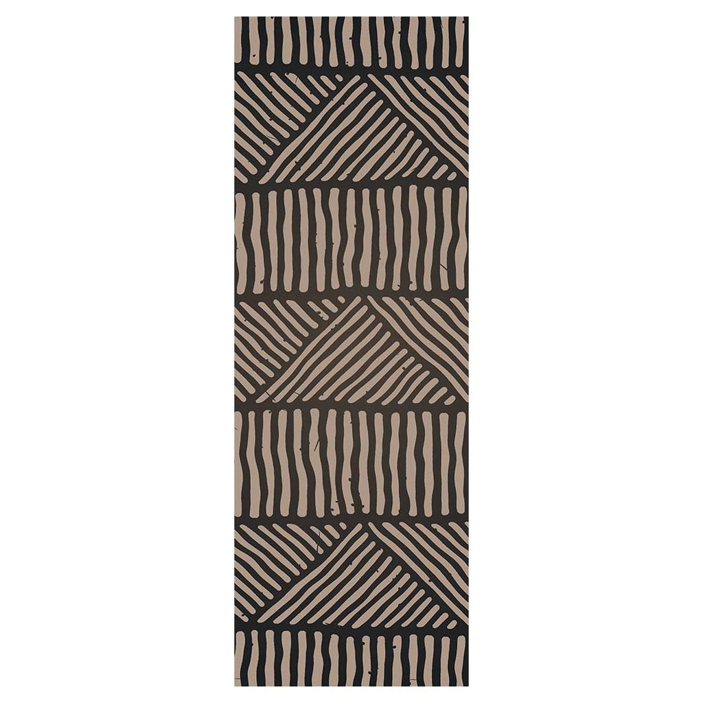 CONTEMPORARY BROWN TRIBAL LINE ART RUNNER RUG